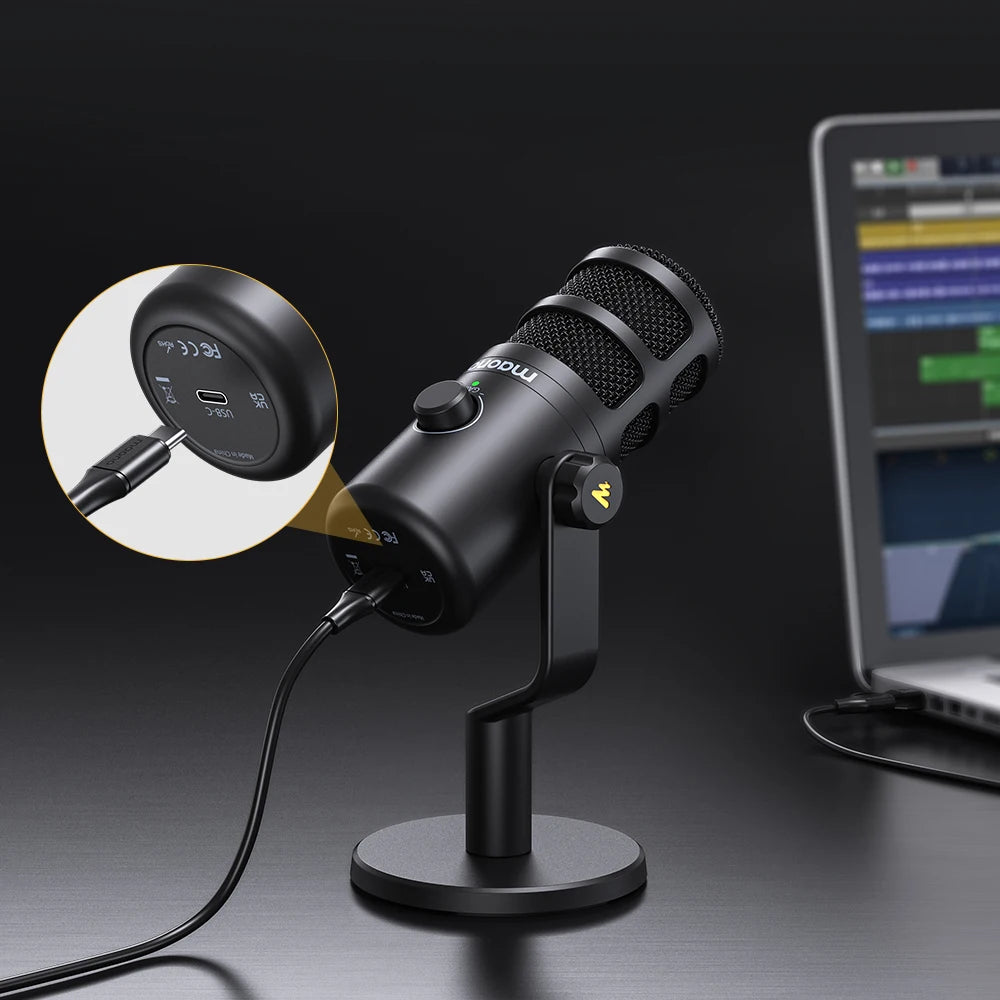 MAONO PD100U Dynamic USB Microphone With Type-c Connector For Phone Compute Metall Mic For Recording Streaming Gaming - Stereotech