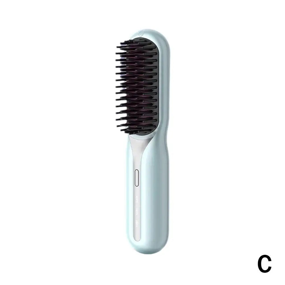 Mini Heated Hair Comb 3 Temperature Adjustable Quick Heating Wireless Hair Straightener Hair Care Brush Hairdressing Tool