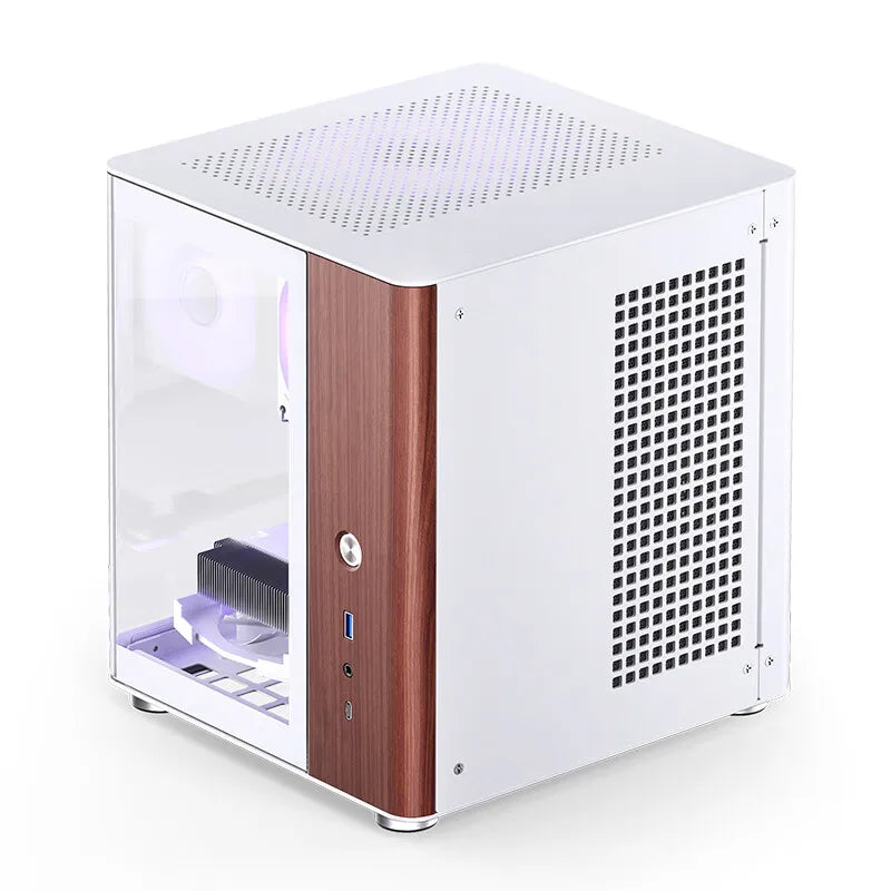 JONSBO TK-0 PC Case Sea View Room ITX Case SFX Power Stand Walnut Wood Decorative Panel Type-c Support MINI-ITX Motherboard