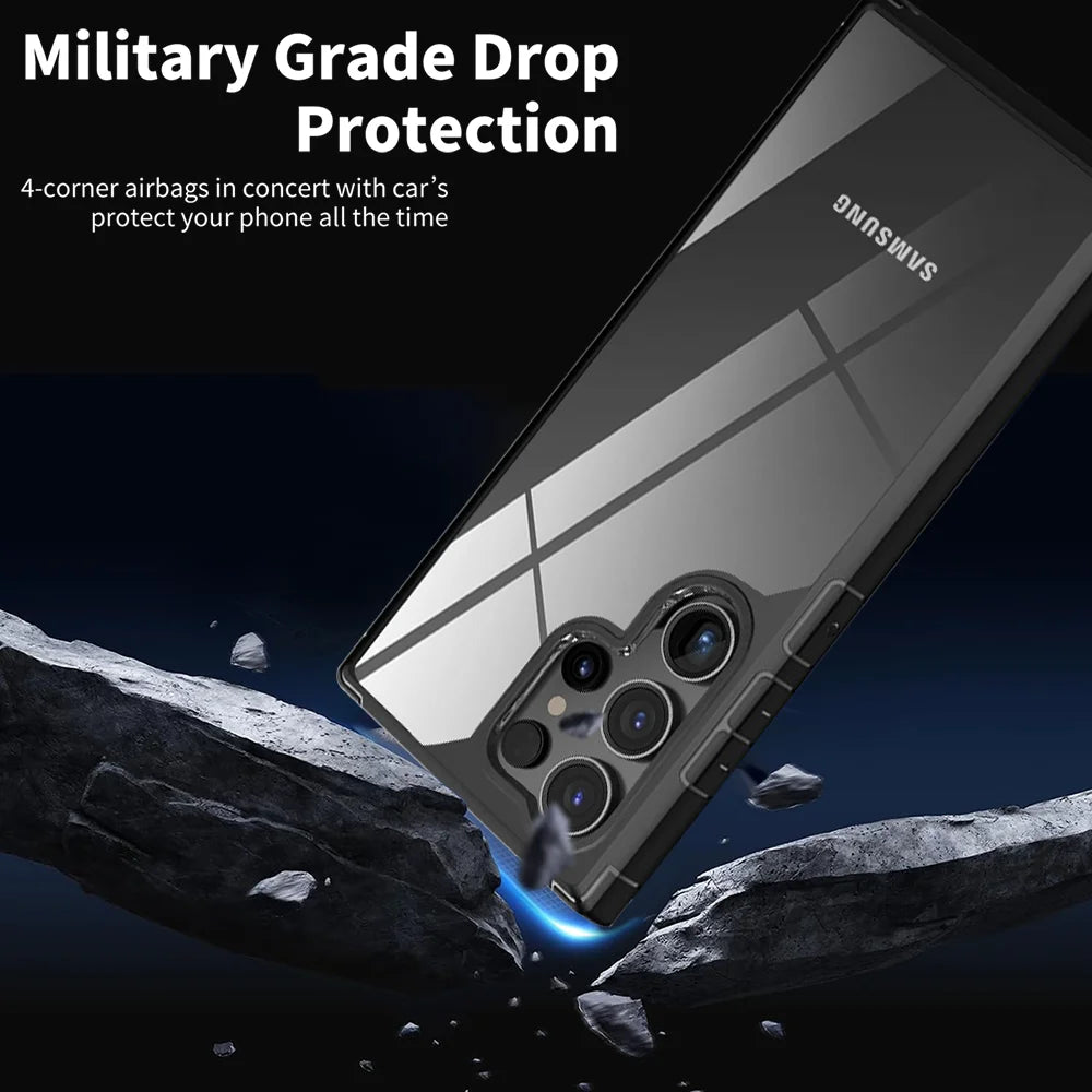 for Samsung Galaxy S24 S23 S22 S21 FE Plus Ultra Phone Case Glossy Acrylic Colored Border Cover Clear Soft Shell Antifall Fundas