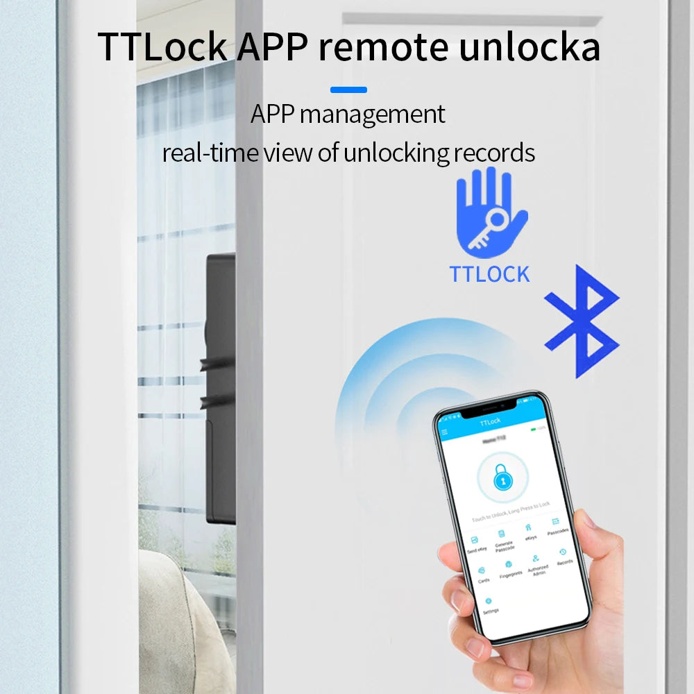 TTLOCK Smart Lock APP IC Card Keyless Unlock Invisible Door  Electronic Bolt Lock Indoor Wooden Door Burglar Conceal Motor Lock