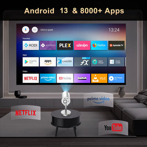 Salange X5 Projector Native 1080P HD 4K Android WiFi Bluetooth 3D Surround Sound Outdoor Office Home Theater Video Game Console