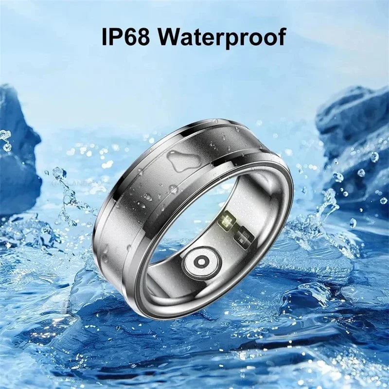 Smart Ring Multifunctional Step Health Tracker Heart Rate Blood Oxygen Monitor Waterproof Men Women Sleep Fitness Titanium Steel