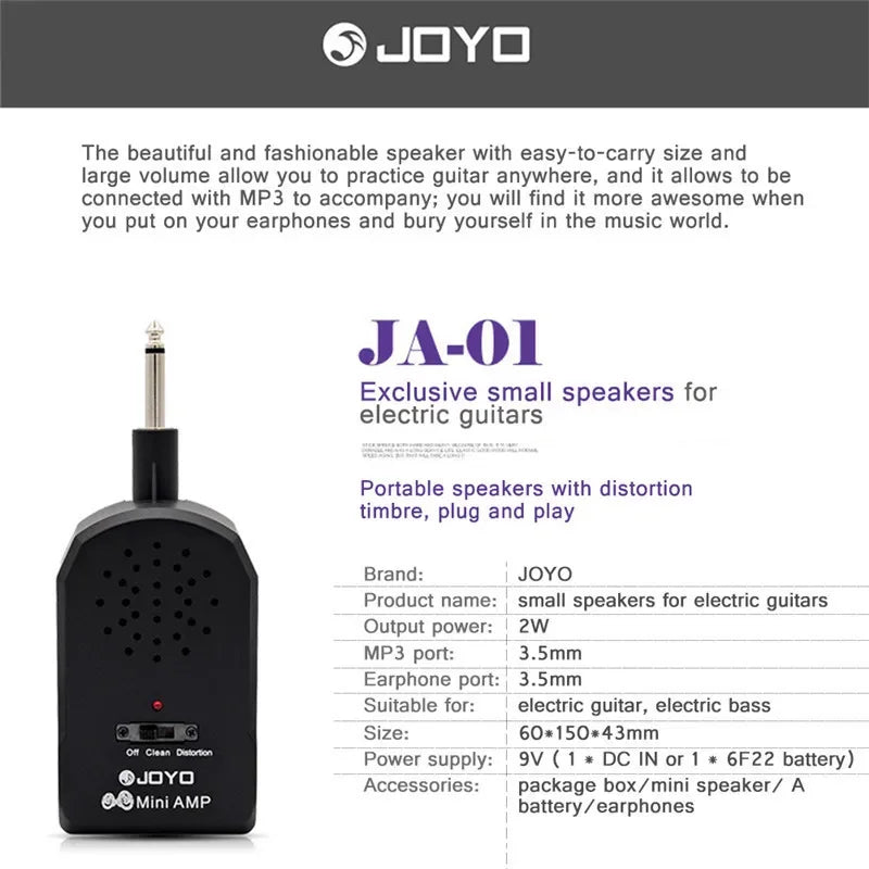JOYO JA-01 Guitar Amplifier Mini Portable Speakers Electric Guitar Bass Distortion Timbre Large Volume Plug And Play Accessories