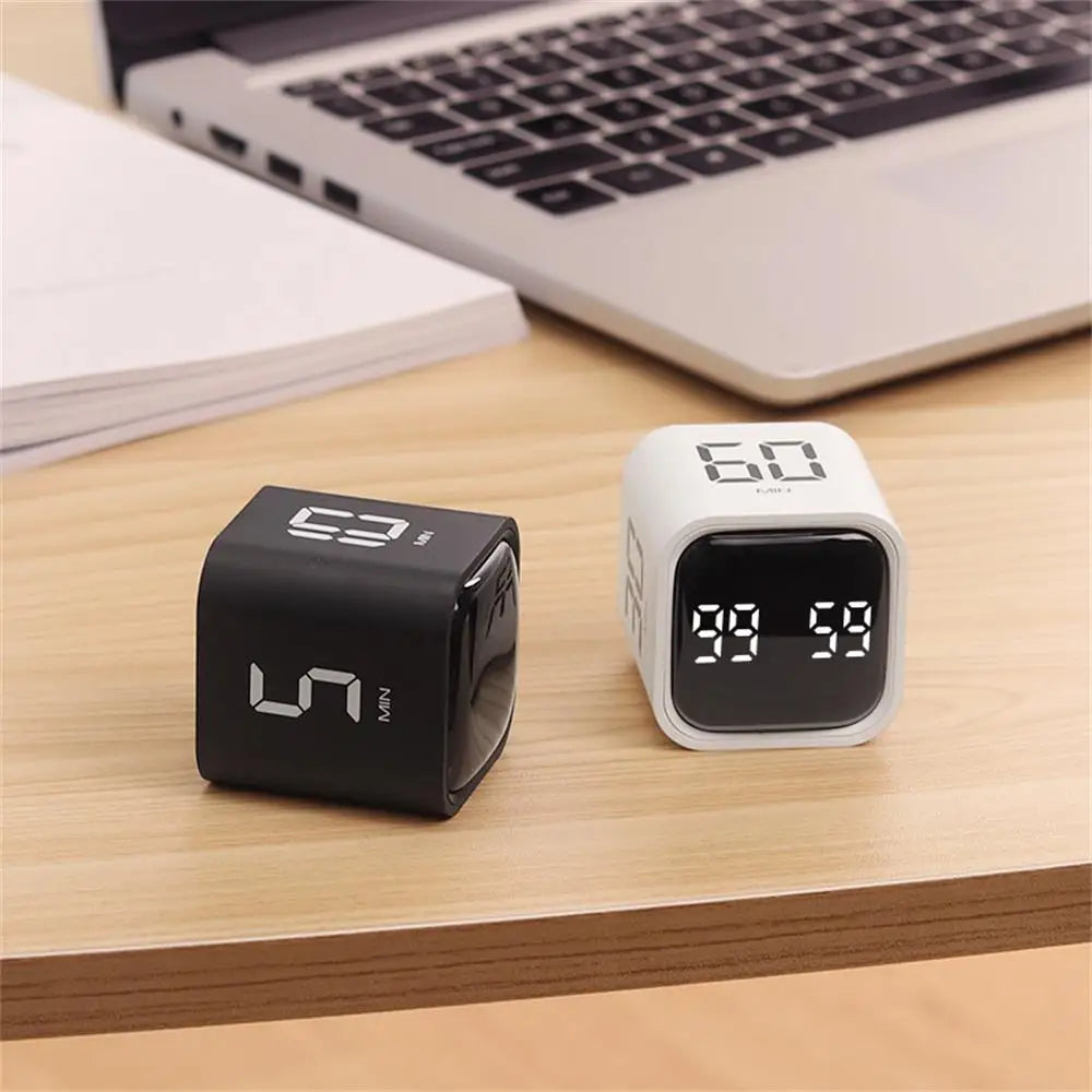 Mini Productivity Cube Timer Gravity Sensor Flipping LED Display 4 Preset Time Dual Modes Countdown Cooking Study Digital Timer