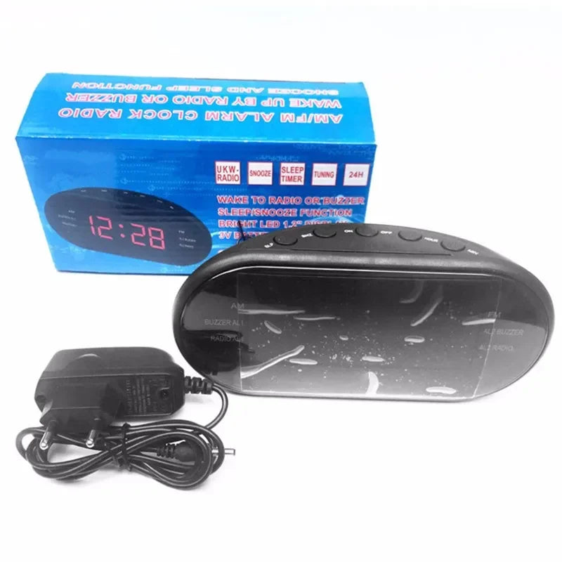 Car Electronic LED Clock Desktop Alarm Clock Digital Table Radio Time Supply Gift Home Snooze Function EU Plug AM/FM