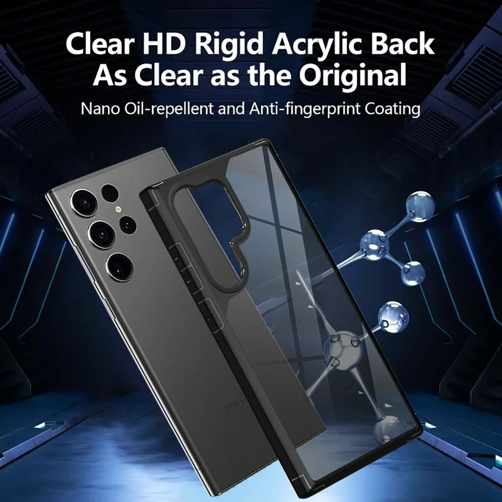 for Samsung Galaxy S24 S23 S22 S21 FE Plus Ultra Phone Case Glossy Acrylic Colored Border Cover Clear Soft Shell Antifall Fundas