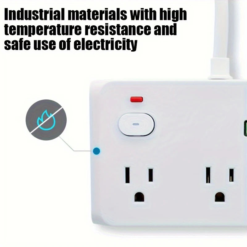 10Ports Power Strip US Plug 6AC Outlets Electrical Socket Extension Cord USB Type C Charger Fast Charging Network Filter Adapter