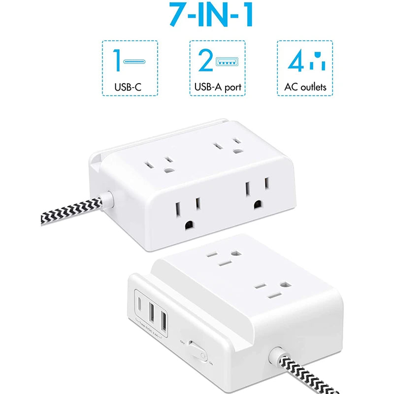 Smart power strip  us smart outlet wall plug adapt surge protector  110v 5V 2.4A usb c hub electrical socket with usb charger