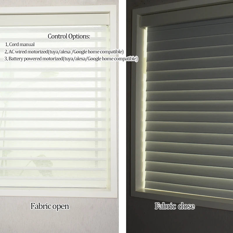SmartMatters Smart Zigbee Shangri-La Blinds Dual-layered Day and Night Zebra Shades for Windows Wifi Tuya Alexa Compatible