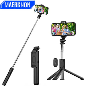 Selfie Stick Tripod For Phone Wireless Bluetooth Cell Phone Gimbal Extendable For iPhone Xiaomi Samsung For Live Streaming - Stereotech