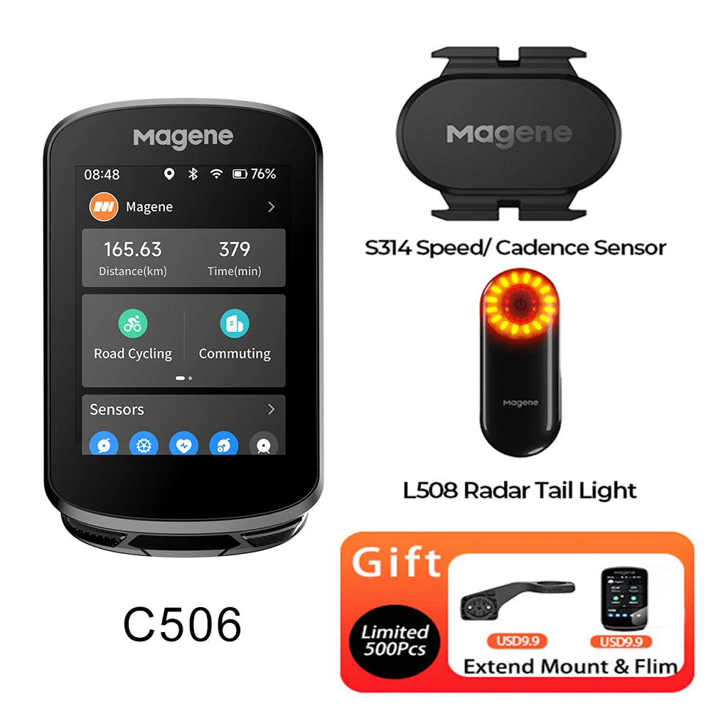Magene C506 GPS Bike Computer Navigation WiFi Speedometer Color Touchscreen MTB Road Bicycle Odometer Cycling Training Notice