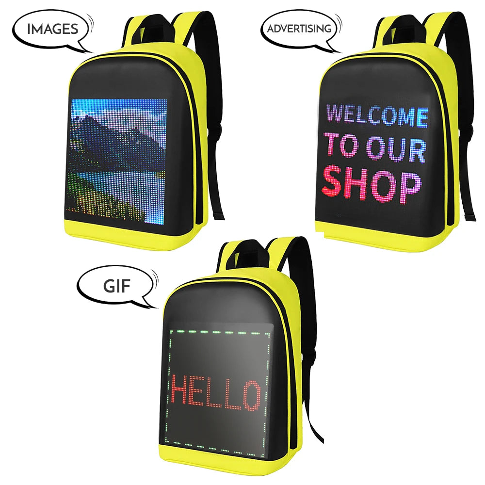 LED Color Screen Customizable Backpack Travel Bag Pack School Bag for Men Women College Students Outdoor Travel Equipment