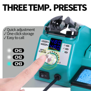 YIHUA 926LED-IV Soldering Station Soldering Iron Kit with Helping Clips Three Preset Channels Fast Heating