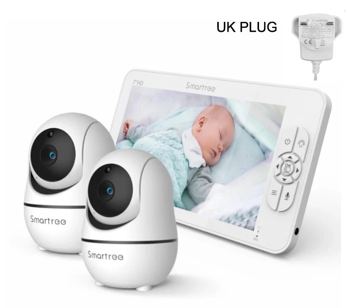 SM70V2 7&quot; 1080P HD Split Screen Video Baby Monitor with two Camera, Hack Proof, Remote Zoom/Pan/Tilt, 4000mAh Battery
