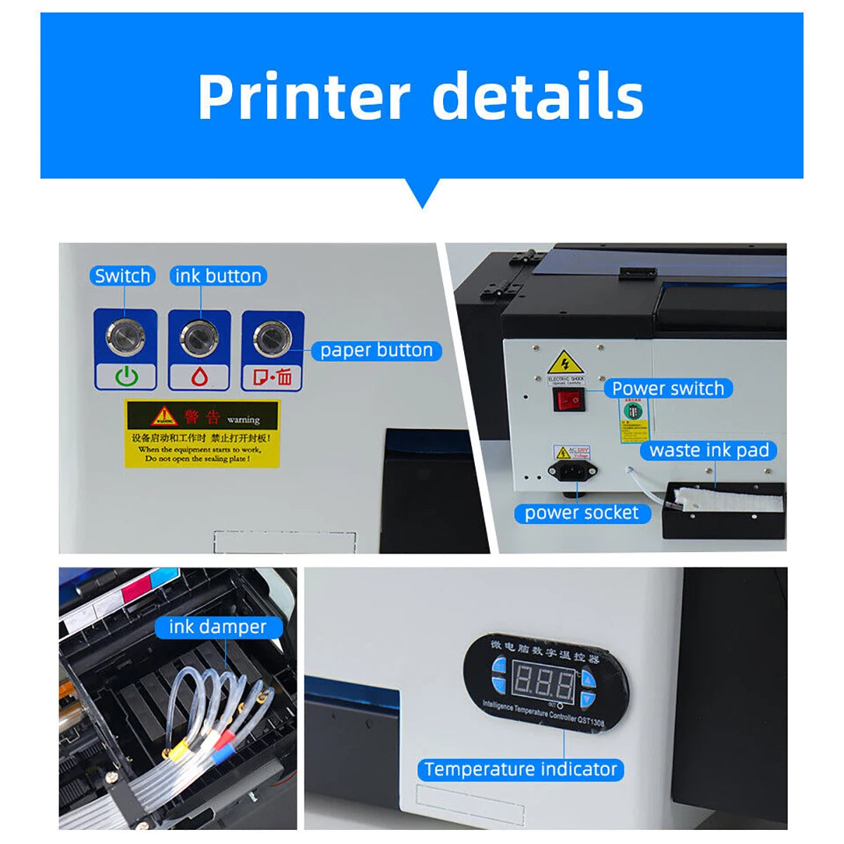 ACHI DTF Transfer Printer R1390 DTF Printer T Shirt Printing Machine With Curing Oven for Clothes Hoodies Jeans Textile US Stock - Stereotech