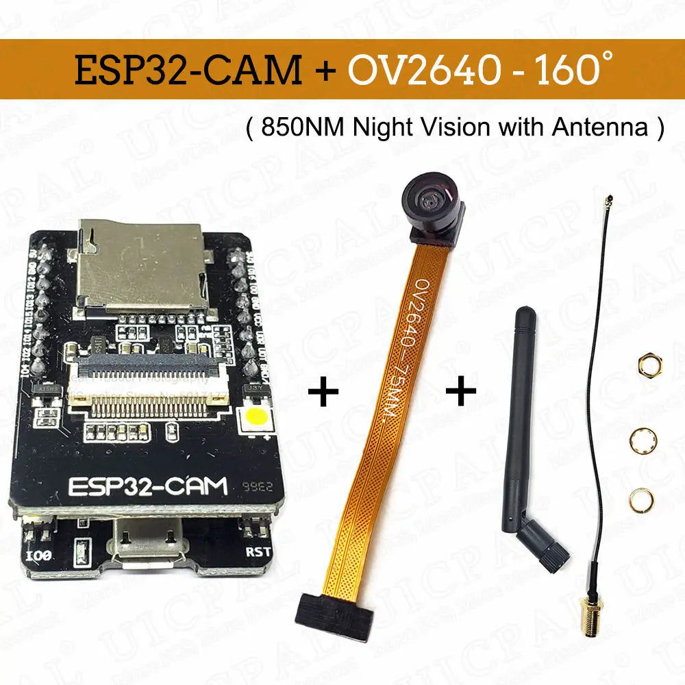 OV2640 ESP32 Cam Set with DVP 24pin Camera 66 120 160 Degree 850nm Night Vision 2MP 2.4 GHz 8MB PSRAM Wireless Bluetooth Module