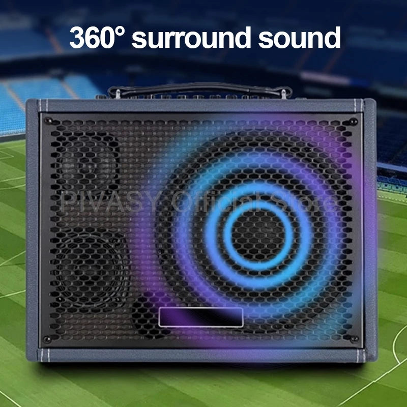 8Inch 120W Electric Guitar Playing Singing Subwoofer Outdoor Portable Saxophone Wooden Bluetooth Speaker for Live Performance