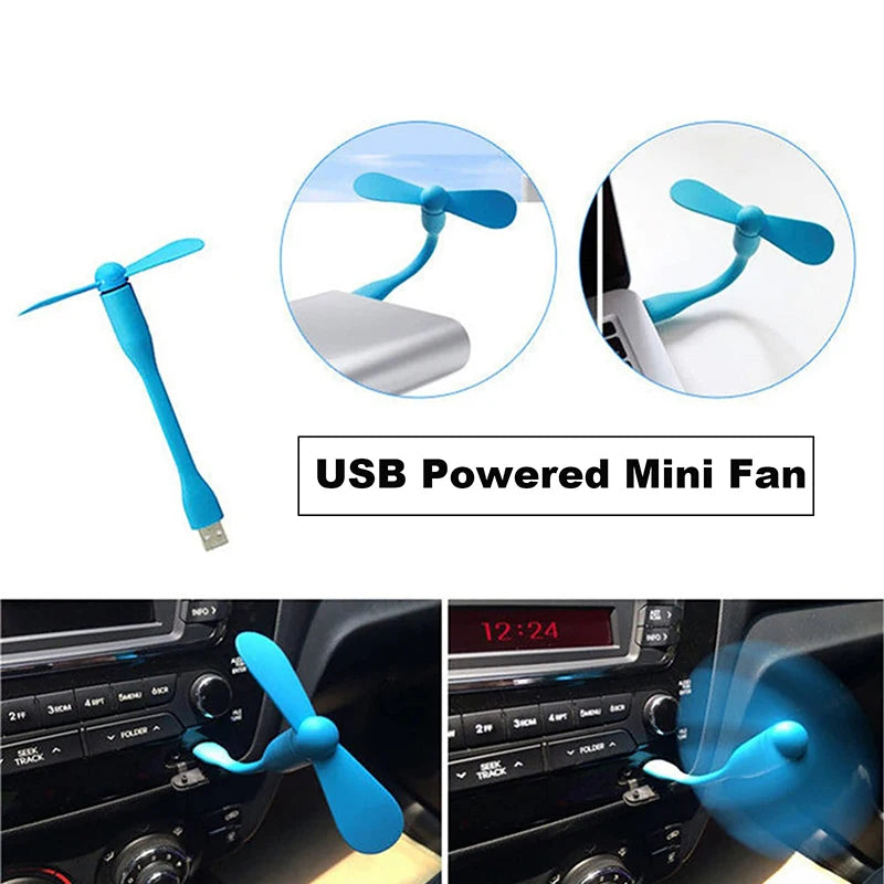 6Pcs Mini USB Fan Flexible Bendable Fan For Power Bank Laptop PC AC Charger Portable Hand Cooling Fan For Computer Summer Gadget - Stereotech