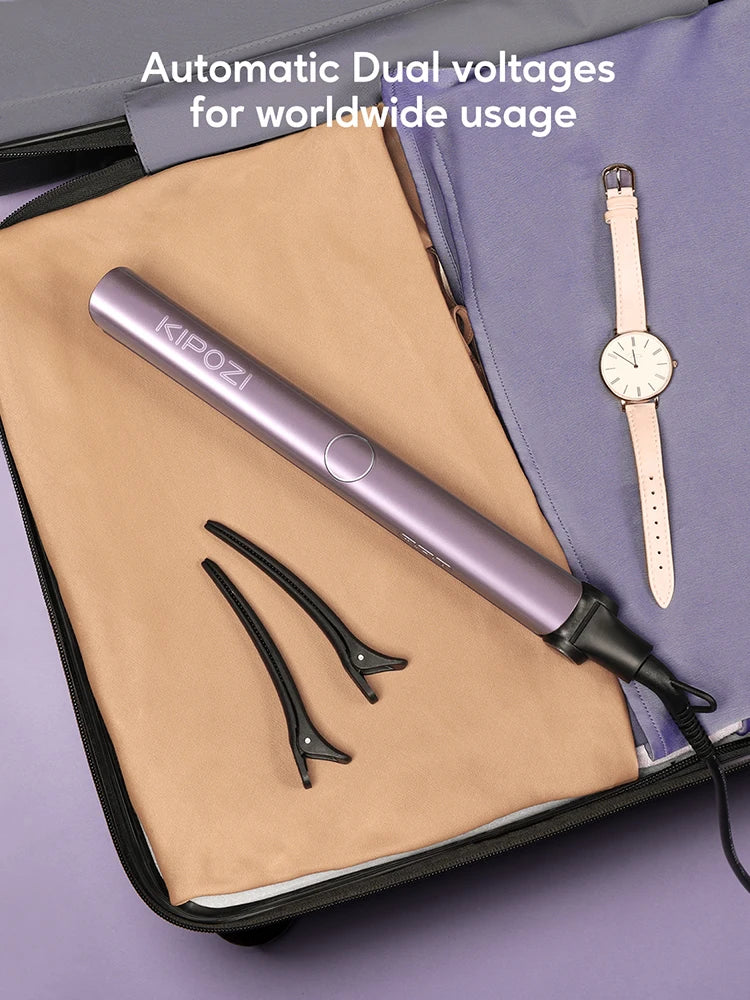 KIPOZI Hair Straighteners Flat Iron V5 PTC Titanium Plate Negative Ion 500W+, 2 in 1 Straightener and Curler , LED 9 temp level