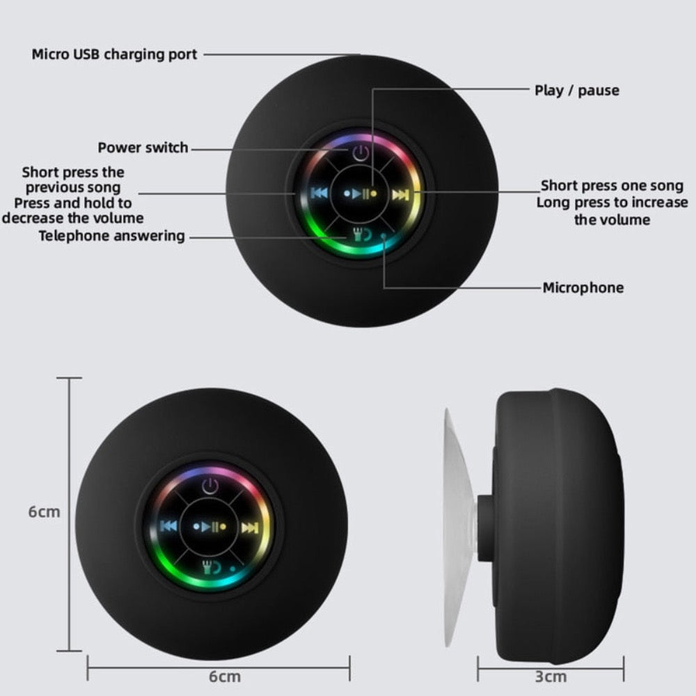 Mini Waterproof RGB Bluetooth Speaker - Stereotech