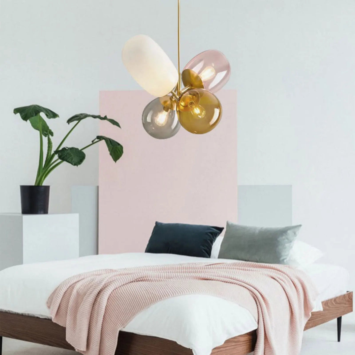 4 Colorful LED Balloon Chandelier Colorful Glass Ball Bubble Ceiling