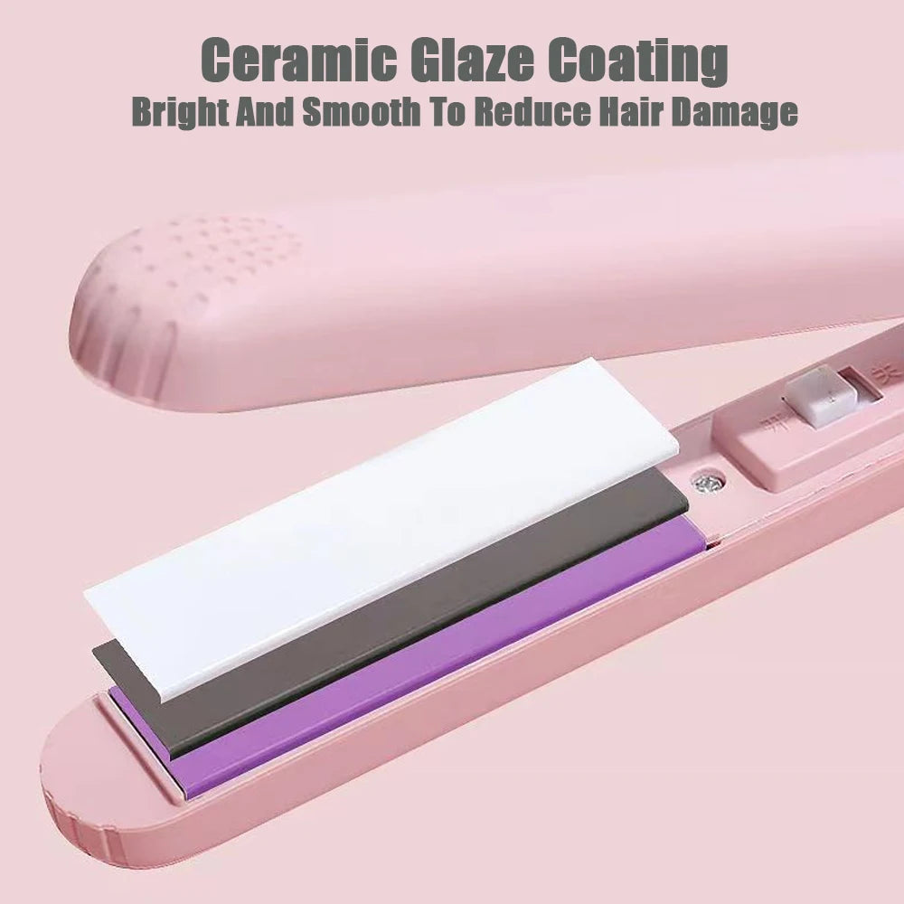 Pink Ceramic Flat Iron Hair Straightener For Smooth Finish Ceramic Floating Plates Quick Heat Up Pro Salon Curler Hair Wand - Stereotech
