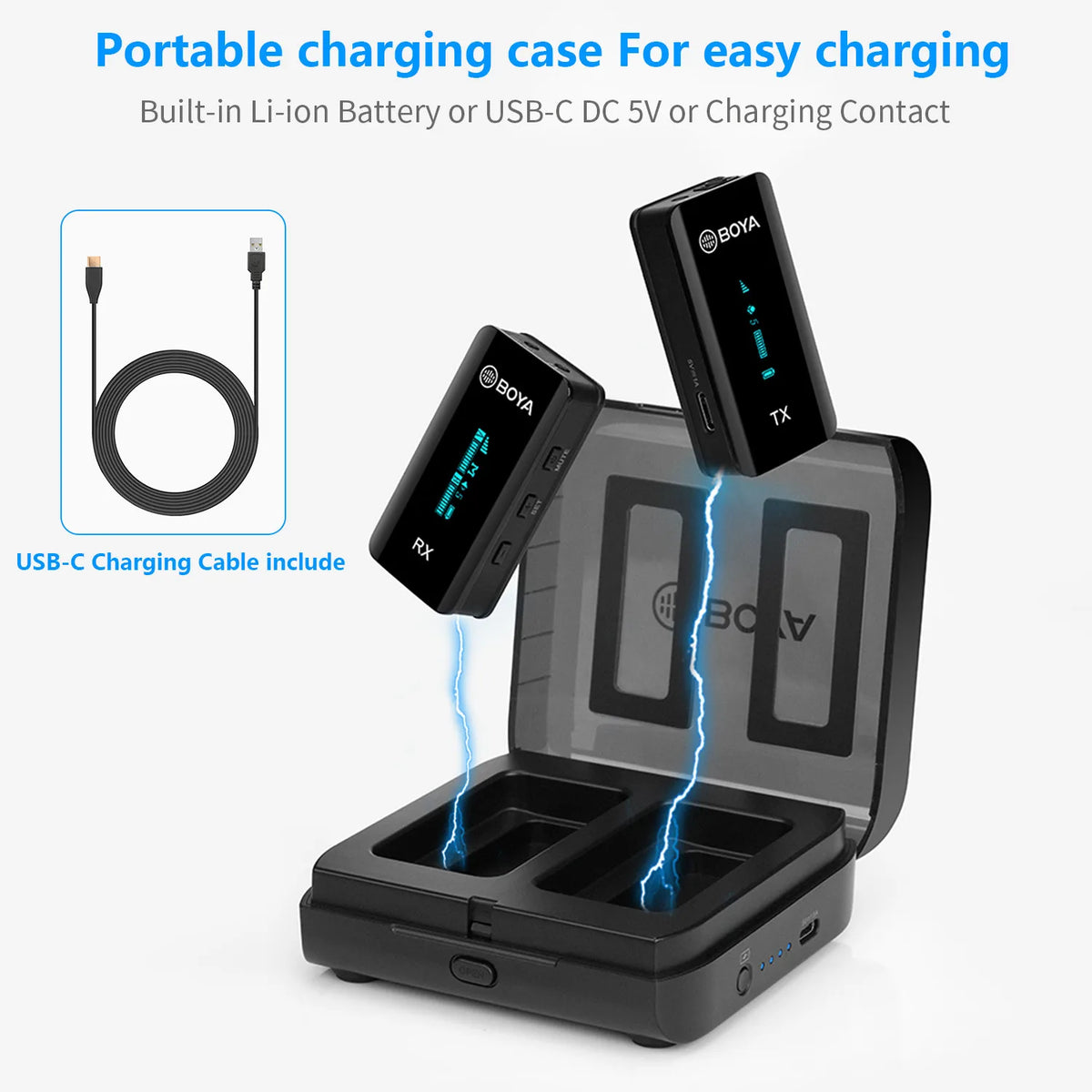 BOYA BY-XM6-K1 Wireless Lavalier Microphone Portable Audio Video Recording Mic with Charging Case for Smartphone Camera Vlog