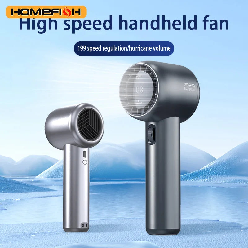 HOMEFISH GF02 199 Gears High Speed Handheld Fan Portable Cooler Fans USB Rechargeable 3500mAh Electric Fan Mini Air Conditioner - Stereotech