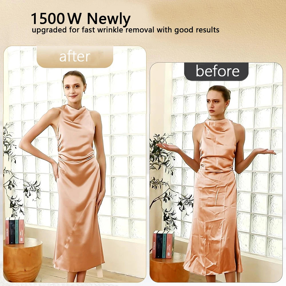 Portable Steam Hanging Iron 1500W Steam Maker Handheld Garment Steamer Overheat protection  Auto off with brush head included