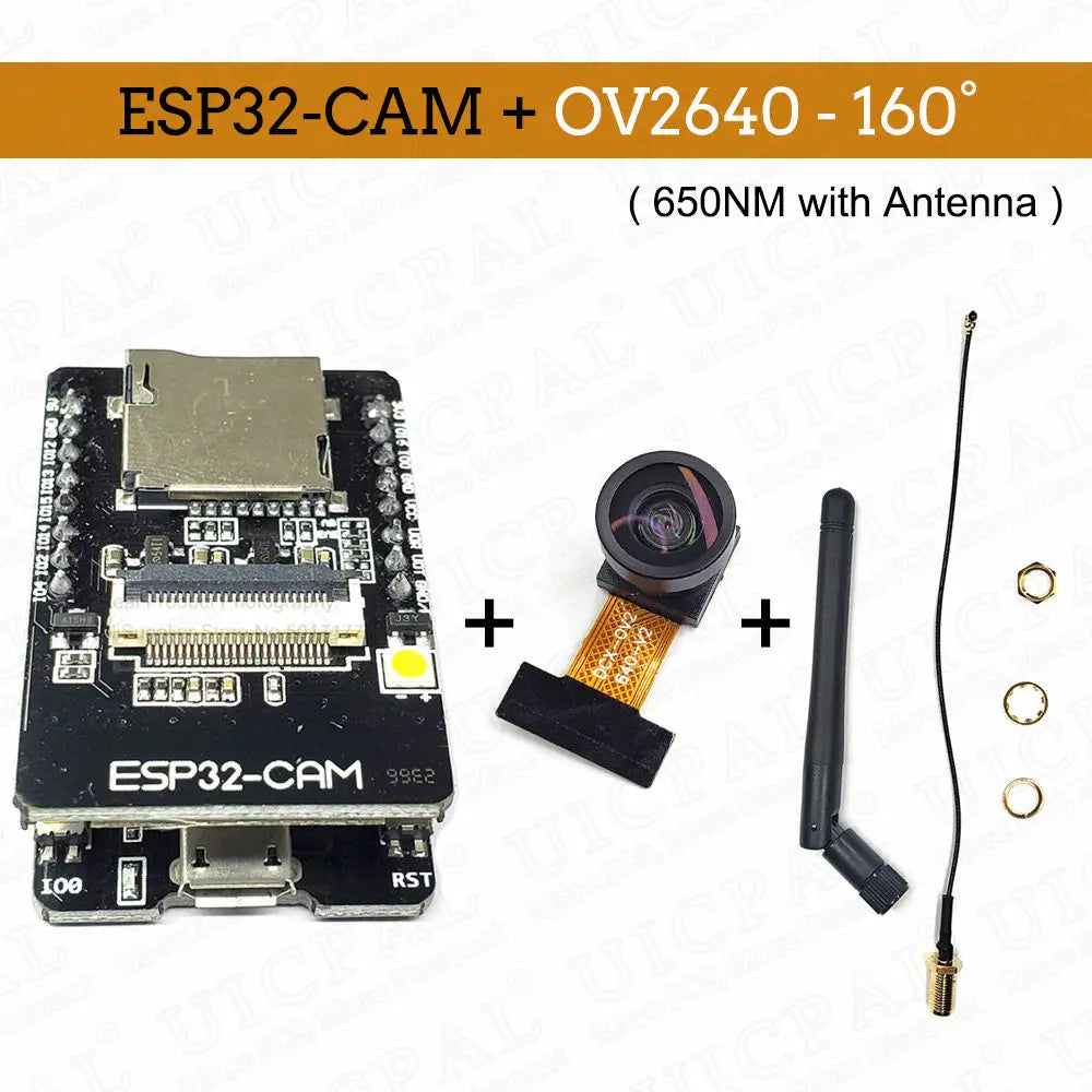 OV2640 ESP32 Cam Set with DVP 24pin Camera 66 120 160 Degree 850nm Night Vision 2MP 2.4 GHz 8MB PSRAM Wireless Bluetooth Module