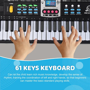 MQ 61 Keys Electronic Piano Digital Music Electronic Keyboard Musical Instrument Gift With Microphone For Kids Beginners