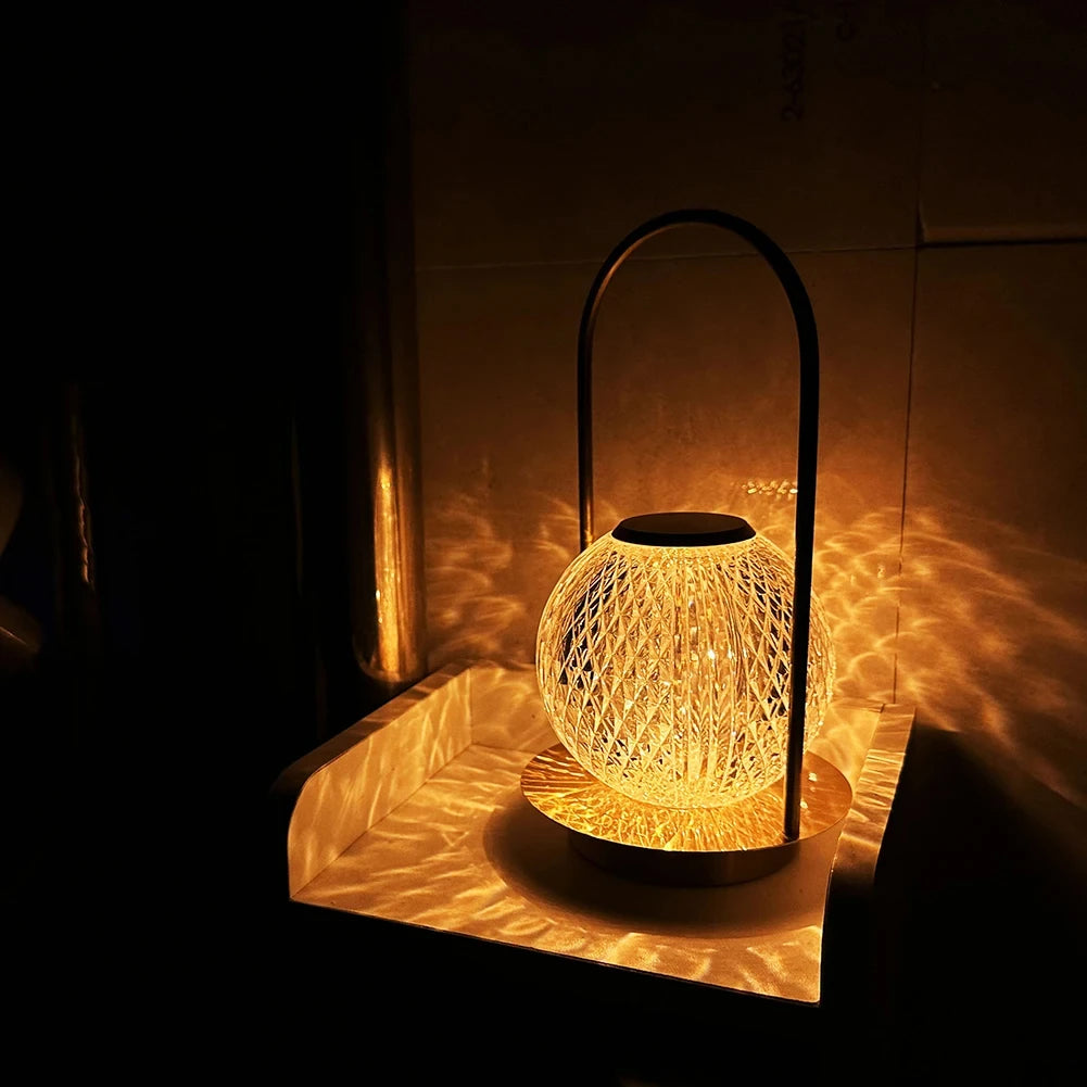 Vintage Crystal Ball Table Lamp Touch Night Lamp USB Rechargeable For Bedroom Bedside Decorative Atmosphere Acrylic Night Lights