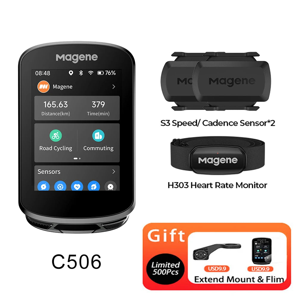 Magene C506 GPS Bike Computer Navigation WiFi Speedometer Color Touchscreen MTB Road Bicycle Odometer Cycling Training Notice