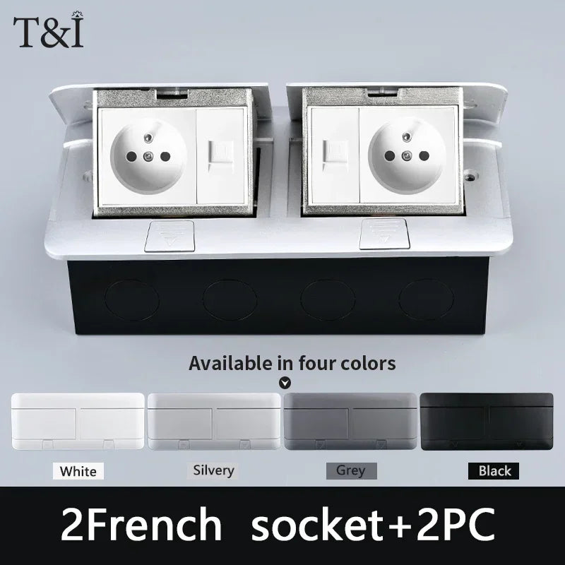 EU Floor Socket Hidden Desktop Socket with USB HDMI TV Cabinet Electrical Outlet Recessed Power Strip Table Socket 120x220mm