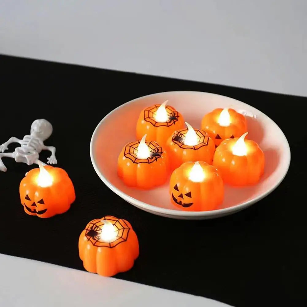 1PC Halloween Pumpkin Lights LED Electronic Candle Lights Halloween Horror Props Home Bar Haunted House Decoration Props