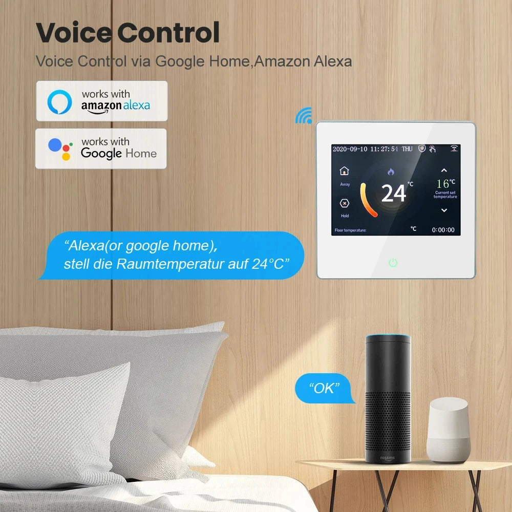 Tuya WiFi Smart Thermostat Temperature Heating Controller Water/Electric/Boiler Heating Led Touch Screen for Google Home/Alexa