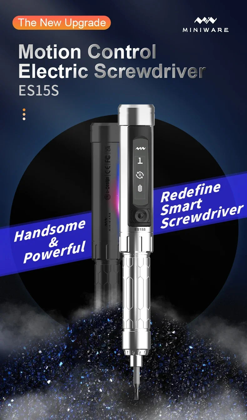 MINIWARE ES15S Screwdriver intelligent Motion Control USB Chargeable Cordless 24 Tips For iPhone Laptop MACBOOK Notwbook