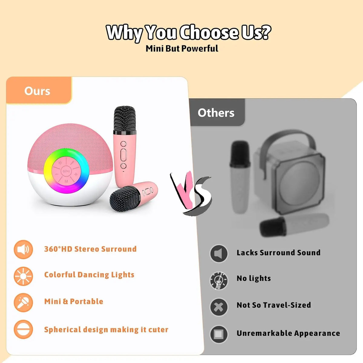 BlueTooth Wireless Microphone Mini Portable Karaoke Mic with Speaker for Kids Children Birthday Holiday Gifts - Stereotech