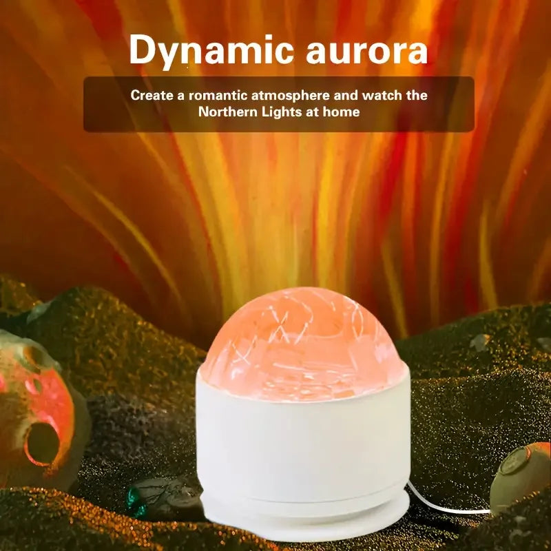 USB Powered Aurora &amp; Water Ripple Projector Light Color Changing Rotating Starry Sky Night Light with Remote Control for Bedroom