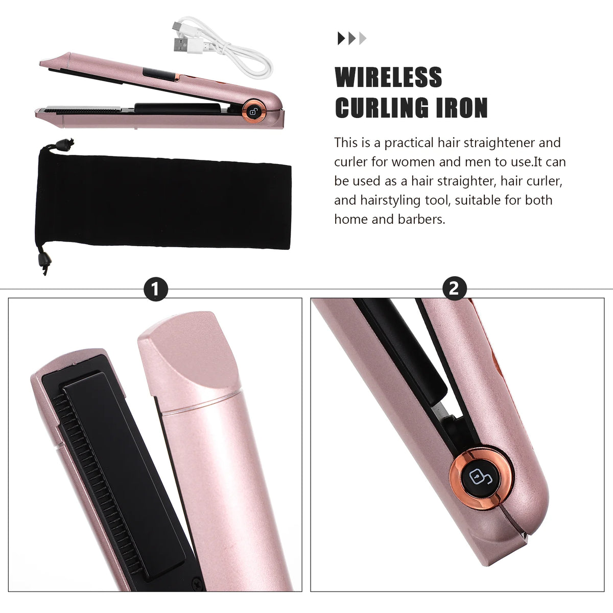 Hair Straightener Curling Iron Travel Rollers Curlers Mini Wand Abs Irons Wireless - Stereotech