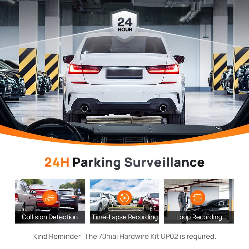 Global 70mai Dash Cam A200 Dual-channel Record 1080P HDR 2&#39;&#39; IPS Screen 24H Parking Monitor 70mai Car DVR A200 WIFI APP 130° FOV
