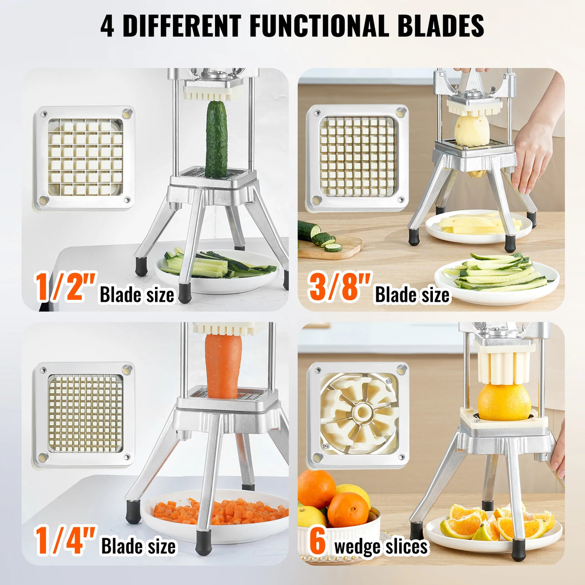 VEVOR Commercial Vegetable Fruit Dicer Cutter Potato Slicer Chopper 4 Blades &amp; Tray Manual Cutting Machine home appliance