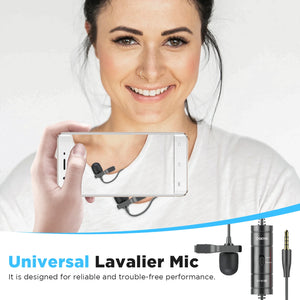 BOYA BY-M1S 3.5mm TRRS Condenser Lavalier Lapel Microphone for Smartphone PC Camera Recording Youtube Live Streaming 6M Cable