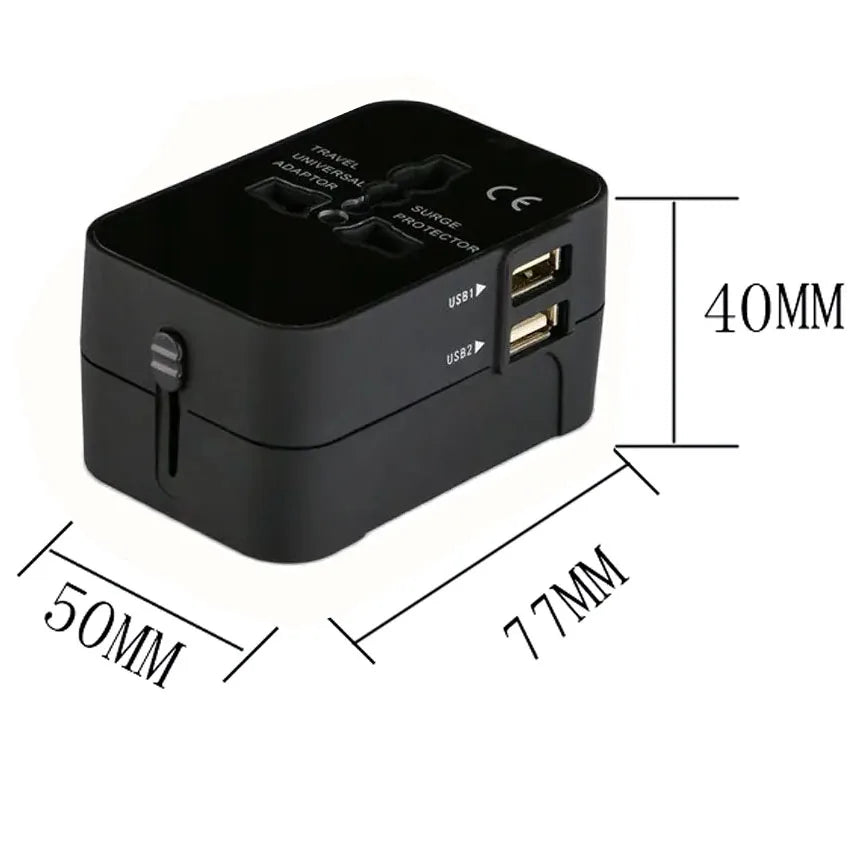 Universal 1A 2.1A Dual USB travel Adapter plug EU US AU UK Multifunction Convert Plug Adaptor Fused 2 USB Charger White Black