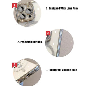 Luxury Magsafe Magnetic Wireless Charging Phone Case For IPhone 11 12 13 14 15 Pro Max Plus New Diamond Lens Protection Cover