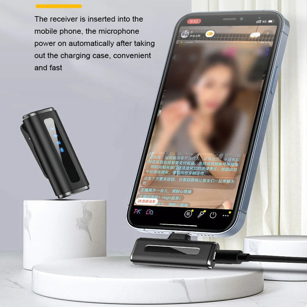 Lavalier Wireless Microphone for Phone Professional Microphone with Charging Box Noise Reduction for Android IOS Recording Live