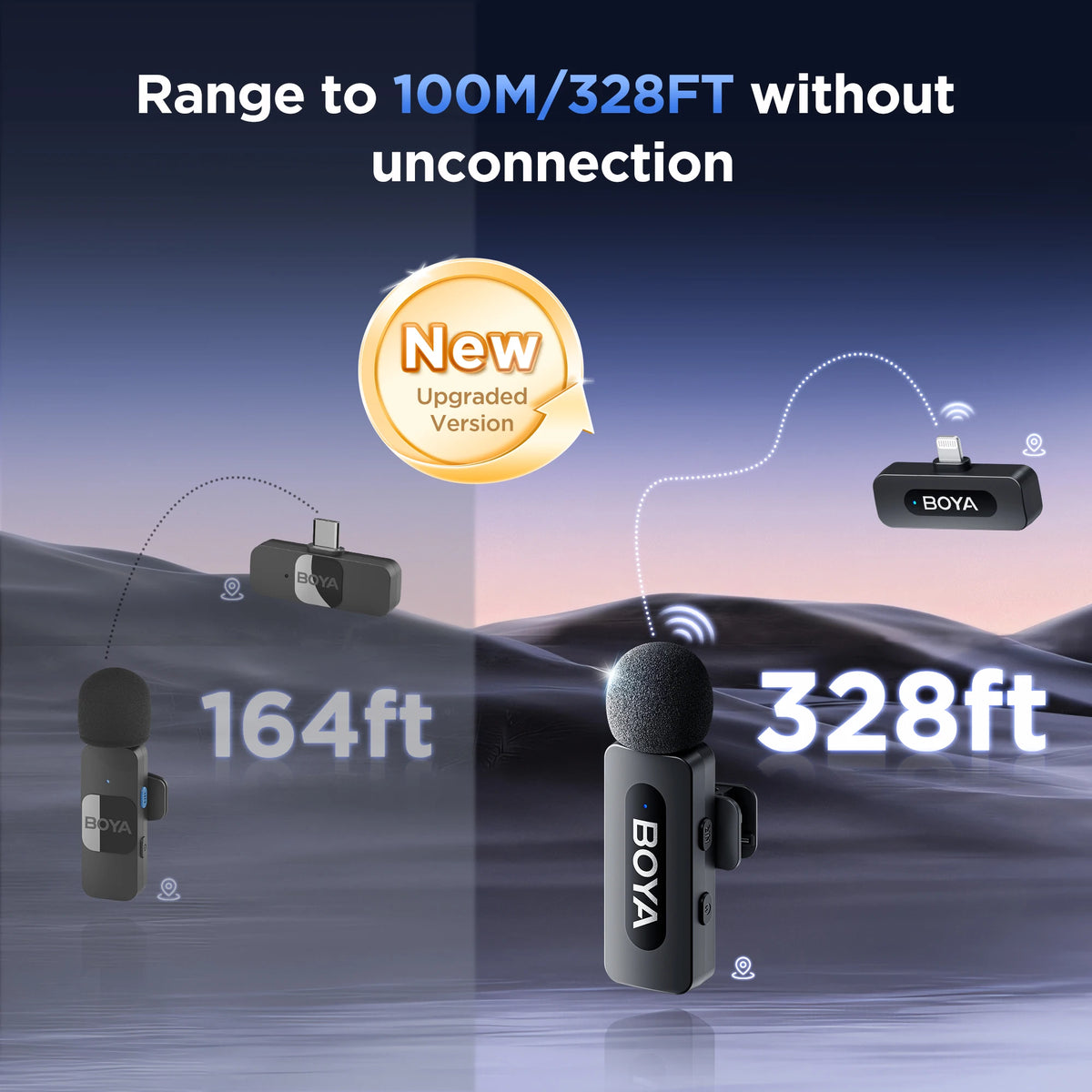 BOYA BY-V3  Wireless Lavalier Lapel Mini Microphone for iPhone Android Smartphone PC Computer Live Streaming Youtube Recording