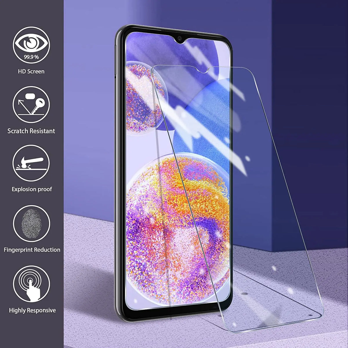 2/4Pcs High Auminum Tempered Glass For Samsung Galaxy A23 Screen