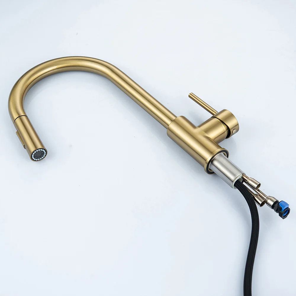 Smart Touch Kitchen Faucets Brushed Gold Pull Out Kitchen Mixer Faucet Sensitive Sensor Hot Cold Touch Kitchen Mixer Tap